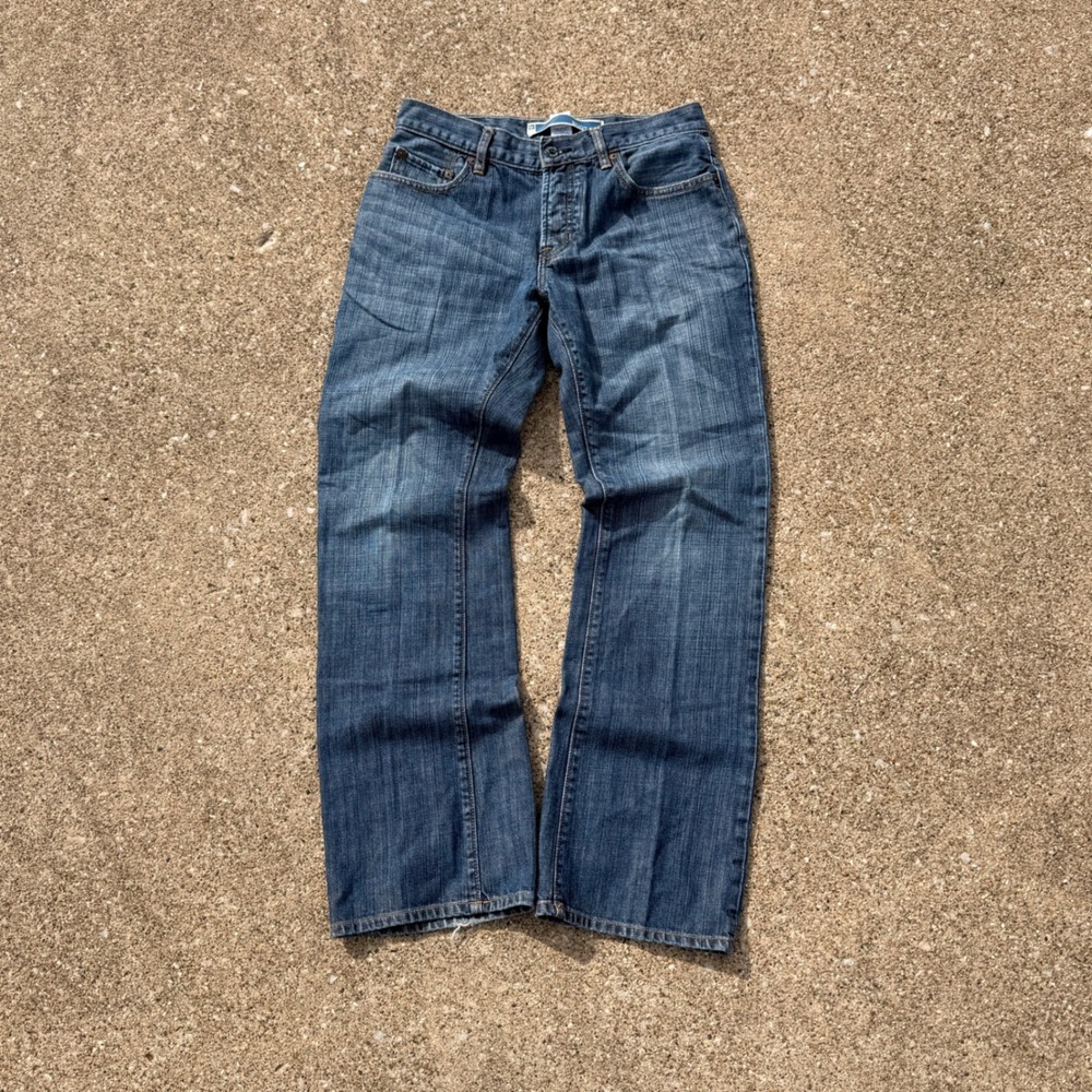 Y2K Gap Boot Fit Jeans 28x30 Blue Good Denim 1969 Button Fly Distressed Hem